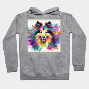 Abstract painting of a Sheltie Dog Hoodie